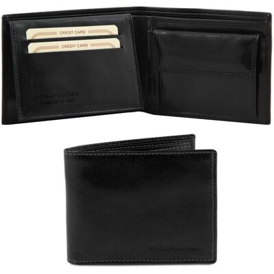 Tuscany Leather Esclusivo portafoglio uomo in pelle 3 ante con portaspiccioli Nero Tuscany Leather Esclusivo portafoglio uomo in pelle 3 ante con portaspiccioli Nero