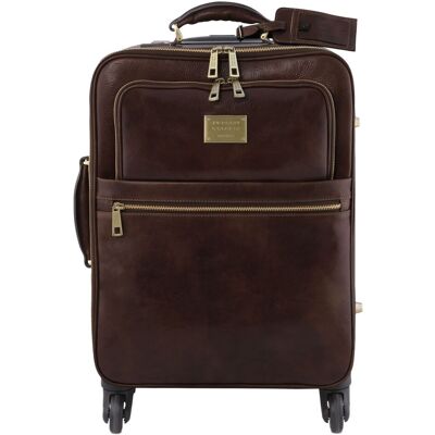 Tuscany Leather Trolley verticale in pelle con 4 ruote Testa di Moro Tuscany Leather Trolley verticale in pelle con 4 ruote Testa di Moro