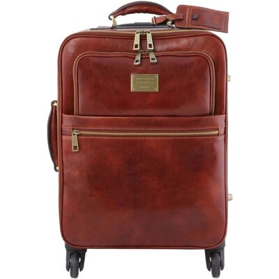 Tuscany Leather Trolley verticale in pelle con 4 ruote Marrone Tuscany Leather Trolley verticale in pelle con 4 ruote Marrone