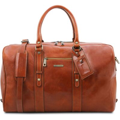 Tuscany Leather Borsone da viaggio in pelle con tasca frontale Miele Tuscany Leather Borsone da viaggio in pelle con tasca frontale Miele