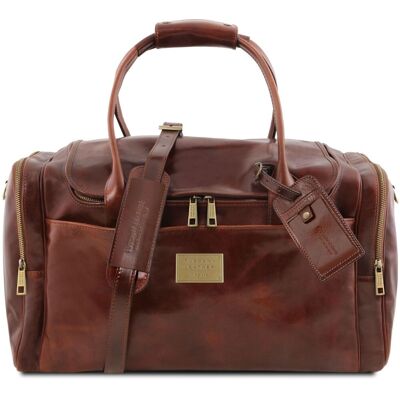 Tuscany Leather Borsone viaggio in pelle con tasche laterali Marrone Tuscany Leather Borsone viaggio in pelle con tasche laterali Marrone