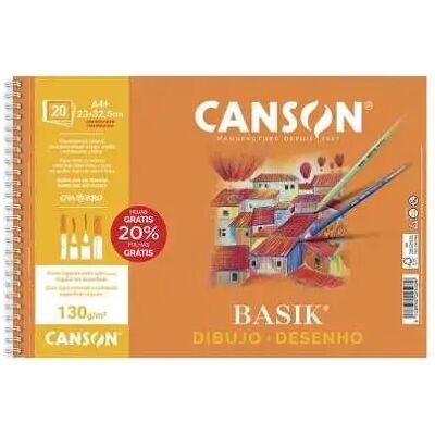 Canson Blocco da disegno a spirale basik 20 fogli a4+ 130g - senza scatola - misure 23x32,5 cm - colore bianco Canson Blocco da disegno a spirale basik 20 fogli a4+ 130g - senza scatola - misure 23x32,5 cm - colore bianco