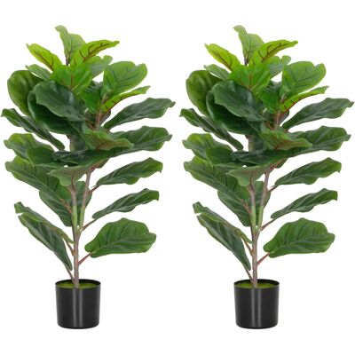 HOMCOM Set di 2 Piante Artificiali da Interno 80 cm, Albero Artificiale con Nebulizzatore, Vaso in Plastica e Fiocchi HOMCOM Set di 2 Piante Artificiali da Interno 80 cm, Albero Artificiale con Nebulizzatore, Vaso in Plastica e Fiocchi