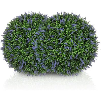 HOMCOM set di 2 sfere topiarie artificiali da 42 cm, piante finte decorative color lavanda resistenti ai raggi UV, decorazione per HOMCOM set di 2 sfere topiarie artificiali da 42 cm, piante finte decorative color lavanda resistenti ai raggi UV, decorazione per