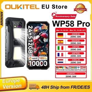 OUKITEL WP58 Pro Android 15 Telefono Robusto 24 GB (8+16) RAM 512GB ROM 10000 mAh 33 W 6,7'' HD 120 Hz 64 MP NFC Lampada da Campeggio Smartphone OUKITEL WP58 Pro Android 15 Telefono Robusto 24 GB (8+16) RAM 512GB ROM 10000 mAh 33 W 6,7'' HD 120 Hz 64 MP NFC Lampada da Campeggio Smartphone