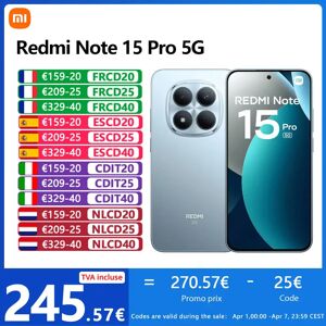 Xiaomi Redmi Note 15 Pro 5G, NFC, Schermo AMOLED 1.5K CrystalRes da 6,83 pollici, 120 Hz, Fotocamera da 200 MP, Batteria da 6580 mAh, IP68 Xiaomi Redmi Note 15 Pro 5G, NFC, Schermo AMOLED 1.5K CrystalRes da 6,83 pollici, 120 Hz, Fotocamera da 200 MP, Batteria da 6580 mAh, IP68