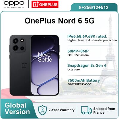 OnePlus Smartphone Nord 6 5G versione globale, 8 GB + 256 GB / 12 GB + 512 GB, Snapdragon 8s Gen 4, 165 Hz, 7500 mAh, IP69/IP69K, fotocamera da 50 MP OnePlus Smartphone Nord 6 5G versione globale, 8 GB + 256 GB / 12 GB + 512 GB, Snapdragon 8s Gen 4, 165 Hz, 7500 mAh, IP69/IP69K, fotocamera da 50 MP