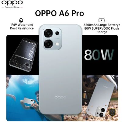 Oppo Versione UE A6 Pro 5G Smartphone 8GB+256GB, 6500mAh, MTK Dimensity 6300, AMOLED, Fotocamera Principale AI da 50MP, IP69 Oppo Versione UE A6 Pro 5G Smartphone 8GB+256GB, 6500mAh, MTK Dimensity 6300, AMOLED, Fotocamera Principale AI da 50MP, IP69