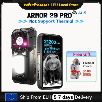 ULEFONE Armor 29 Pro 5G Smartphone Rugged Android 15 MTK Dimensity 7400 21200mAh 120W 64MP Visione Notturna 6.67" 120Hz 512GB ROM" ULEFONE Armor 29 Pro 5G Smartphone Rugged Android 15 MTK Dimensity 7400 21200mAh 120W 64MP Visione Notturna 6.67" 120Hz 512GB ROM"