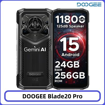 DOOGEE Blade20 Pro Telefono Rugged 24GB+256GB Altoparlante 125dB Gemini AI Batteria 11800mAh Display 6.6'' 50MP Smartphone Android 15 NFC DOOGEE Blade20 Pro Telefono Rugged 24GB+256GB Altoparlante 125dB Gemini AI Batteria 11800mAh Display 6.6'' 50MP Smartphone Android 15 NFC