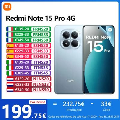 Xiaomi Redmi Note 15 Pro 4G, NFC, Schermo AMOLED FHD da 6,77'', 120 Hz, Fotocamera 200 MP, Batteria da 6500 mAh, IP65 Xiaomi Redmi Note 15 Pro 4G, NFC, Schermo AMOLED FHD da 6,77'', 120 Hz, Fotocamera 200 MP, Batteria da 6500 mAh, IP65