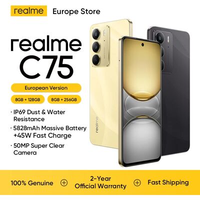 Realme C75 4G Smartphone Versione Europea Chipset Helio G92 Max Batteria 5828mAh Display FHD 90Hz Fotocamera AI 50MP Ricarica 45W NFC Realme C75 4G Smartphone Versione Europea Chipset Helio G92 Max Batteria 5828mAh Display FHD 90Hz Fotocamera AI 50MP Ricarica 45W NFC