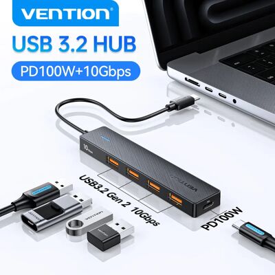 Vention Nuovo USB 3.2 Gen2 HUB 10 Gbps PD100W Ricarica USB A Tipo C 5 Porte Splitter Adattatore Multiporta per MacBook Pro Air Laptop Vention Nuovo USB 3.2 Gen2 HUB 10 Gbps PD100W Ricarica USB A Tipo C 5 Porte Splitter Adattatore Multiporta per MacBook Pro Air Laptop