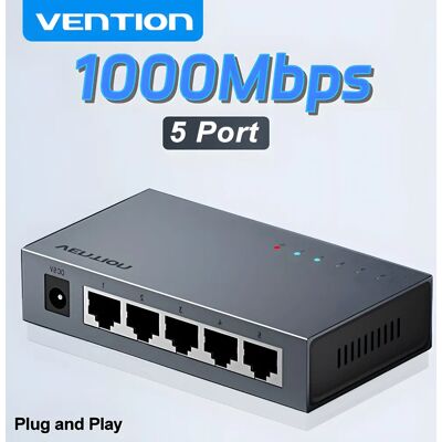Vention 1000Mbps Gigabit Switch di rete Espansione 5 porte RJ45 Ethernet Switch Splitter Adattatore per Router Lan Hub Plug and Play Vention 1000Mbps Gigabit Switch di rete Espansione 5 porte RJ45 Ethernet Switch Splitter Adattatore per Router Lan Hub Plug and Play