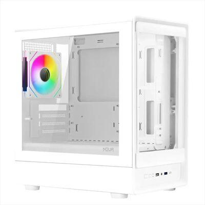 NOUA Nexus PH100, Case Gaming MicroATX Compatto, Ventola PWM ARGB, Vetro Temperato a Doppia Finestra, Micro Tower con USB 3.0, Bianco NOUA Nexus PH100, Case Gaming MicroATX Compatto, Ventola PWM ARGB, Vetro Temperato a Doppia Finestra, Micro Tower con USB 3.0, Bianco