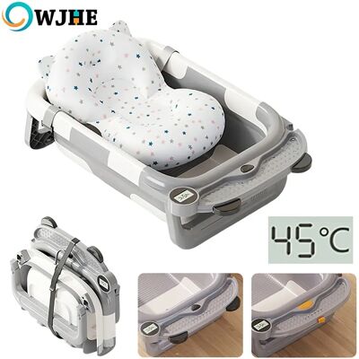 OWJHE Vaschetta Pieghevole per Neonati con Termometro e 1 Cuscino Galleggiante Morbido, Vasca da Viaggio Portatile con Foro di Scarico, Vasche per Bambini OWJHE Vaschetta Pieghevole per Neonati con Termometro e 1 Cuscino Galleggiante Morbido, Vasca da Viaggio Portatile con Foro di Scarico, Vasche per Bambini