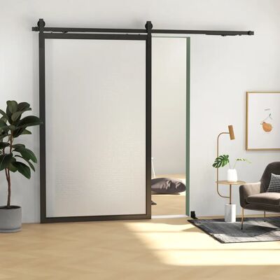 HOMCOM Kit ferramenta per porta scorrevole CM senza foratura, per porta singola in acciaio con appendiabiti a forma di J-Black HOMCOM Kit ferramenta per porta scorrevole CM senza foratura, per porta singola in acciaio con appendiabiti a forma di J-Black