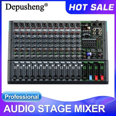 DEPUSHENG Mixer audio a 12 canali per console professionale con 99 effetti per concerti sul palco dal vivo DEPUSHENG Mixer audio a 12 canali per console professionale con 99 effetti per concerti sul palco dal vivo