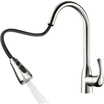 NONE Rubinetto da cucina estraibile con funzione di lavaggio, finitura nichel spazzolato con 3 tipi di getto, 360° ° Miscelatore girevole a leva singola per il lavello, rubinetto da cucina incl. Tubi per NONE Rubinetto da cucina estraibile con funzione di lavaggio, finitura nichel spazzolato con 3 tipi di getto, 360° ° Miscelatore girevole a leva singola per il lavello, rubinetto da cucina incl. Tubi per