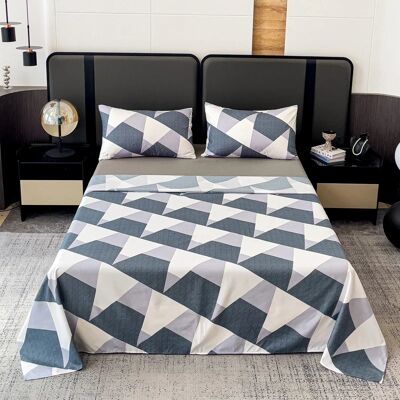 Polaristar Set lenzuola 4 pezzi 135 cm/150 cm/180 cm Stampa geometrica semplice Polaristar Set lenzuola 4 pezzi 135 cm/150 cm/180 cm Stampa geometrica semplice