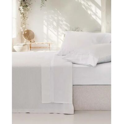 Vidal Home Set lenzuola in cotone 100%, Percal Pettinato Conteggio 200 fili, Colore bianco-bianco, Vidal Home Set lenzuola in cotone 100%, Percal Pettinato Conteggio 200 fili, Colore bianco-bianco,