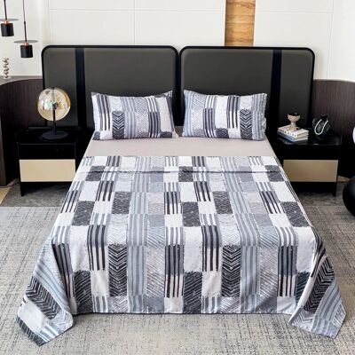 Polaristar Set lenzuola 4 pezzi 135 cm/150 cm/180 cm Stampa geometrica semplice Polaristar Set lenzuola 4 pezzi 135 cm/150 cm/180 cm Stampa geometrica semplice