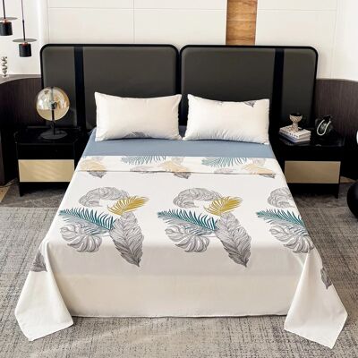Polaristar Set lenzuola 4 pezzi letto 135 cm/150 cm/180 cm Colore primavera/estate Stampa a foglie Polaristar Set lenzuola 4 pezzi letto 135 cm/150 cm/180 cm Colore primavera/estate Stampa a foglie
