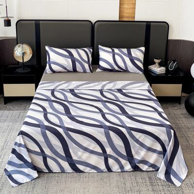 Polaristar Set di lenzuola da letto 4 pezzi 135 cm/150 cm/180 cm Semplice stampa a onde Polaristar Set di lenzuola da letto 4 pezzi 135 cm/150 cm/180 cm Semplice stampa a onde