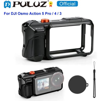 PULUZ Gabbia in Metallo per DJI Osmo Action 6 / 5 Pro / Action 4 / Action 3, Adattatore di Espansione per Action Camera con Impugnatura PULUZ Gabbia in Metallo per DJI Osmo Action 6 / 5 Pro / Action 4 / Action 3, Adattatore di Espansione per Action Camera con Impugnatura