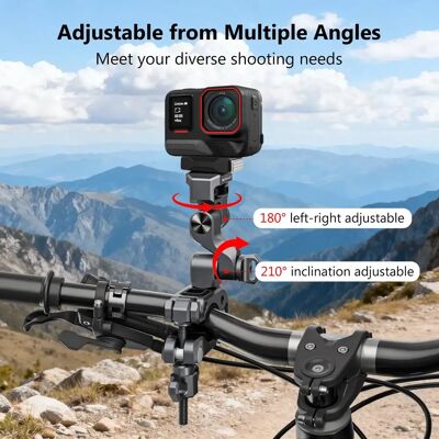 PULUZ Supporto Professionale Anti-Vibrazione per Action Camera, Gimbal a 3 Assi per Moto e Biciclette, Montaggio su Manubrio in Lega di Alluminio PULUZ Supporto Professionale Anti-Vibrazione per Action Camera, Gimbal a 3 Assi per Moto e Biciclette, Montaggio su Manubrio in Lega di Alluminio