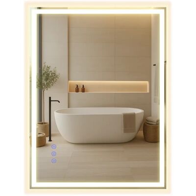 SONGMICS Specchio da Bagno con Luce , Specchio Rettangolare da Parete, Funzione Antiappannamento, Tonalità e Luminosità Regolabili, Trucco, Camera da Letto, Bagno, 80,7 x 60,7 cm, Bianco Nuvola SONGMICS Specchio da Bagno con Luce , Specchio Rettangolare da Parete, Funzione Antiappannamento, Tonalità e Luminosità Regolabili, Trucco, Camera da Letto, Bagno, 80,7 x 60,7 cm, Bianco Nuvola