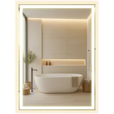 SONGMICS Specchio da Bagno con Luce , Specchio Rettangolare da Parete, Funzione Antiappannamento, Tonalità e Luminosità Regolabili, Trucco, Camera da Letto, Bagno, 70,7 x 50,7 cm, Bianco Nuvola SONGMICS Specchio da Bagno con Luce , Specchio Rettangolare da Parete, Funzione Antiappannamento, Tonalità e Luminosità Regolabili, Trucco, Camera da Letto, Bagno, 70,7 x 50,7 cm, Bianco Nuvola
