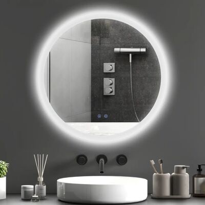 Specchio Rotondo LED Bagno 60cm 3 Colori Tattile 29W Grigio Specchio Rotondo LED Bagno 60cm 3 Colori Tattile 29W Grigio