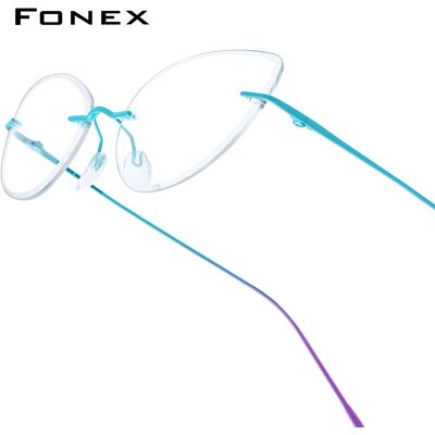 FONEX Occhiali da vista in titanio Montatura da uomo Design di marca Occhiali da vista Cat Eye senza montatura Occhiali giapponesi Cateye senza montatura di alta qualità 85909 FONEX Occhiali da vista in titanio Montatura da uomo Design di marca Occhiali da vista Cat Eye senza montatura Occhiali giapponesi Cateye senza montatura di alta qualità 85909