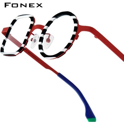 FONEX Occhiali da vista in acetato di titanio Telaio da donna 2025 Nuovo marchio di moda Design Occhiali da vista quadrati rotondi da uomo Occhiali giapponesi 85886 FONEX Occhiali da vista in acetato di titanio Telaio da donna 2025 Nuovo marchio di moda Design Occhiali da vista quadrati rotondi da uomo Occhiali giapponesi 85886