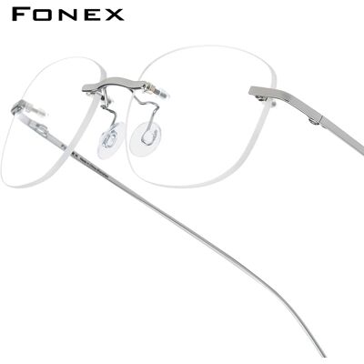 FONEX Occhiali in lega Telaio da uomo Nuovo design di marca Occhiali da vista quadrati senza montatura da donna Occhiali ultraleggeri giapponesi senza montatura 8107 FONEX Occhiali in lega Telaio da uomo Nuovo design di marca Occhiali da vista quadrati senza montatura da donna Occhiali ultraleggeri giapponesi senza montatura 8107