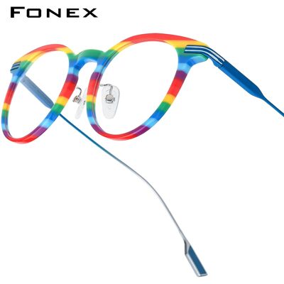 FONEX Occhiali da vista in acetato di titanio Telaio da donna Nuovo design di marca Occhiali da vista rotondi retrò vintage da uomo Occhiali da vista giapponesi 85891 FONEX Occhiali da vista in acetato di titanio Telaio da donna Nuovo design di marca Occhiali da vista rotondi retrò vintage da uomo Occhiali da vista giapponesi 85891
