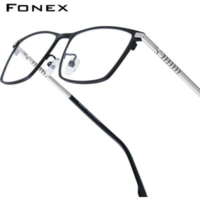 FONEX Occhiali in titanio Montatura da uomo Brand Design Occhiali da vista quadrati ultraleggeri Occhiali giapponesi ultraleggeri di alta qualità 85915 FONEX Occhiali in titanio Montatura da uomo Brand Design Occhiali da vista quadrati ultraleggeri Occhiali giapponesi ultraleggeri di alta qualità 85915