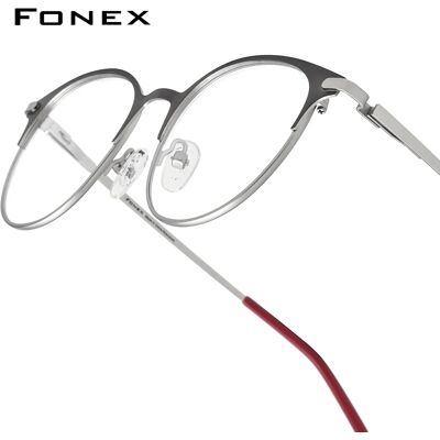 FONEX Occhiali in lega Montatura da donna Occhiali da vista rotondi vintage ultraleggeri da uomo Occhiali da vista senza viti giapponesi retrò di alta qualità 988 FONEX Occhiali in lega Montatura da donna Occhiali da vista rotondi vintage ultraleggeri da uomo Occhiali da vista senza viti giapponesi retrò di alta qualità 988