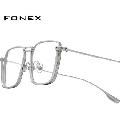 FONEX Montatura per occhiali in titanio da uomo, design vintage, occhiali quadrati retrò, occhiali giapponesi di grandi dimensioni ultraleggeri 85721 FONEX Montatura per occhiali in titanio da uomo, design vintage, occhiali quadrati retrò, occhiali giapponesi di grandi dimensioni ultraleggeri 85721