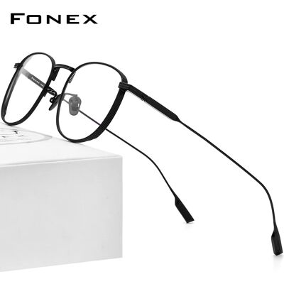 FONEX Montatura per occhiali in titanio puro , design di marca, occhiali rotondi vintage da uomo, occhiali da donna, stile giapponese, ultraleggeri, occhiali di alta qualità 8517 FONEX Montatura per occhiali in titanio puro , design di marca, occhiali rotondi vintage da uomo, occhiali da donna, stile giapponese, ultraleggeri, occhiali di alta qualità 8517