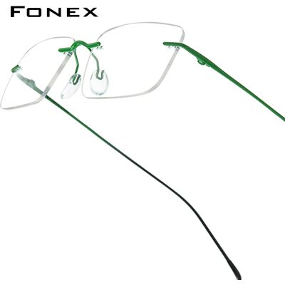 FONEX Occhiali da vista in titanio Montatura da uomo Design di marca Occhiali da vista quadrati senza montatura da donna Occhiali giapponesi ultraleggeri senza montatura 85870 FONEX Occhiali da vista in titanio Montatura da uomo Design di marca Occhiali da vista quadrati senza montatura da donna Occhiali giapponesi ultraleggeri senza montatura 85870