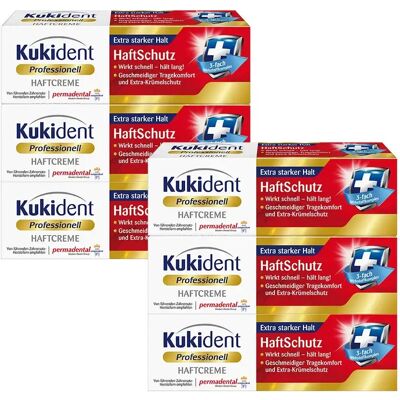 Kukident Crema Adesiva Forte – Confezione 6 x 40 g – Adesione Extra Forte e Duratura per Protesi Dentali Kukident Crema Adesiva Forte – Confezione 6 x 40 g – Adesione Extra Forte e Duratura per Protesi Dentali