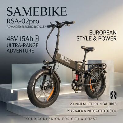 SAMEBIKE Bicicletta Elettrica RS-A02 PRO con Batteria 48V15AH, Doppia Sospensione, Pieghevole, Pneumatici da 20 Pollici, per Tutti i Terreni SAMEBIKE Bicicletta Elettrica RS-A02 PRO con Batteria 48V15AH, Doppia Sospensione, Pieghevole, Pneumatici da 20 Pollici, per Tutti i Terreni