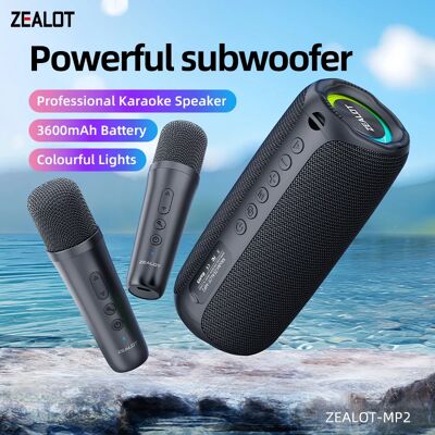 ZEALOT Macchina per Karaoke -MP2, Altoparlante Bluetooth Portatile con 1-2 Microfoni Wireless, 10 Ore di Riproduzione, Impermeabile IPX5 per Esterni ZEALOT Macchina per Karaoke -MP2, Altoparlante Bluetooth Portatile con 1-2 Microfoni Wireless, 10 Ore di Riproduzione, Impermeabile IPX5 per Esterni