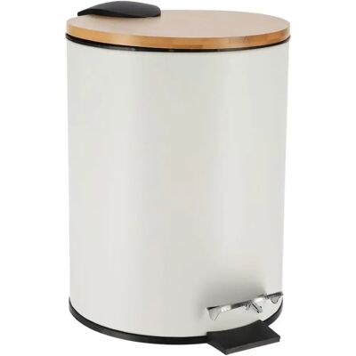 Tendance Pattumiera in Metallo con Coperchio in Bambù 3 L, Piccola Pattumiera a Pedale per Bagno Tendance Pattumiera in Metallo con Coperchio in Bambù 3 L, Piccola Pattumiera a Pedale per Bagno