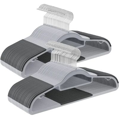 SONGMICS Set di 50 grucce, grucce in plastica, antiscivolo, salvaspazio, spessore 0,5 cm, lunghezza 42 cm, gancio argento girevole a 360° ° , Grigio chiaro e grigio scuro/bianco/nero SONGMICS Set di 50 grucce, grucce in plastica, antiscivolo, salvaspazio, spessore 0,5 cm, lunghezza 42 cm, gancio argento girevole a 360° ° , Grigio chiaro e grigio scuro/bianco/nero