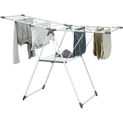 HOMCOM Stendibiancheria Pieghevole con Bracci Regolabili, Stendino in Metallo per Interni, 156,5 x 97 cm, Bianco HOMCOM Stendibiancheria Pieghevole con Bracci Regolabili, Stendino in Metallo per Interni, 156,5 x 97 cm, Bianco