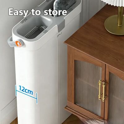 NONE Mop piatto senza mani, 47/57 cm, con set secchio; sistema di pulizia pavimenti bagnati e asciutti con separatore, per soggiorni, bagni e uso domestico, include panni. NONE Mop piatto senza mani, 47/57 cm, con set secchio; sistema di pulizia pavimenti bagnati e asciutti con separatore, per soggiorni, bagni e uso domestico, include panni.