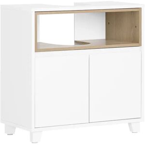 SoBuy BZR148 Mobile Sottolavabo per Bagno Mobiletto Salvaspazio Armadietto con Anta e 2 Ripiani, Design Bianco-Legno, Ideale per Lavandino, Arredo Bagno Componibile 60x30x61 cm SoBuy BZR148 Mobile Sottolavabo per Bagno Mobiletto Salvaspazio Armadietto con Anta e 2 Ripiani, Design Bianco-Legno, Ideale per Lavandino, Arredo Bagno Componibile 60x30x61 cm